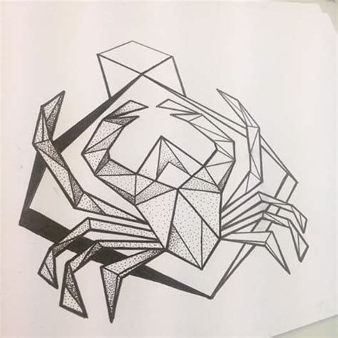 Zodiac cancer crab with flowers upper back tattoo. Unusual dotwork and geometric style crab tattoo design - Tattooimages.biz