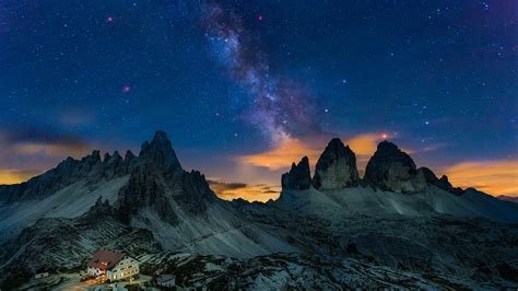 Milky Way Over Tre Cime Di Lavaredo Dolomites Alps Italy Windows