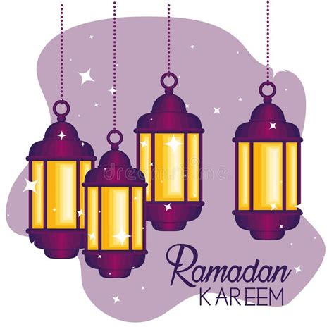 Lamps Hanging Decoration To Ramadan Kareem Stock Vector Illustration