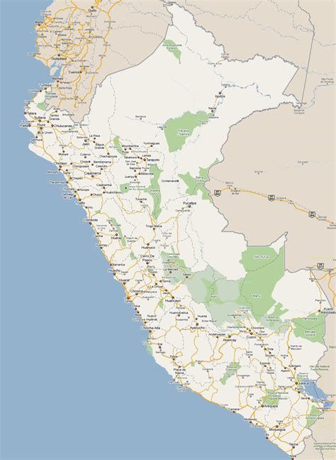 Large Detailed Road Map Of Peru With All Cities Peru South America