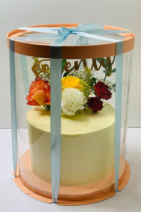 5 Sets Clear Tall Cake Boxesround Cake Box 125height Etsy