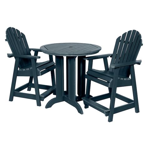 Highwood The Adirondack 3 Piece Blue Bar Height Patio Set In The Patio