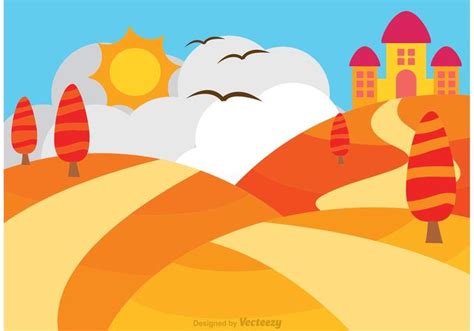 Rolling Hills With Castle Vector Download Free Vector Art Stock