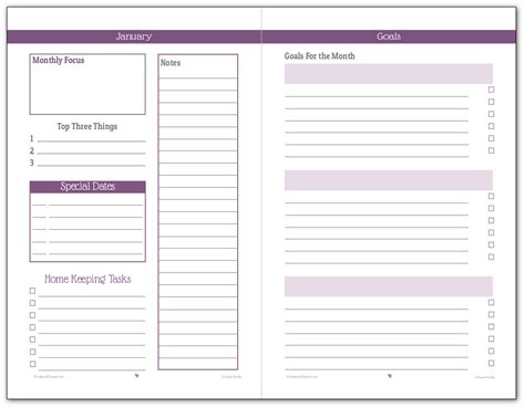 Half Size Monthly Planner Printables