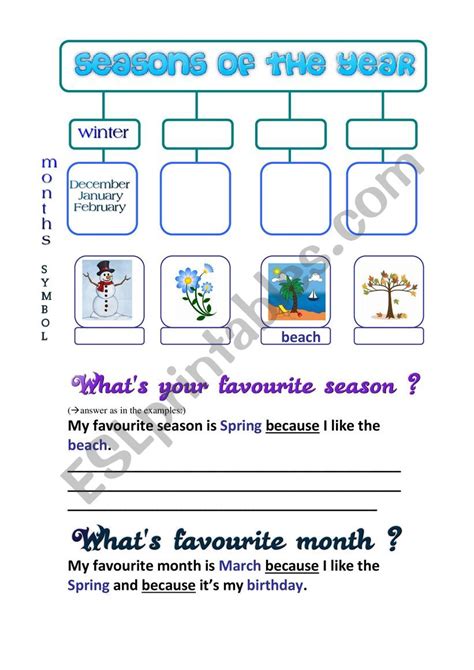 My Favourite Season And Month Esl Worksheet By Nani Pappi