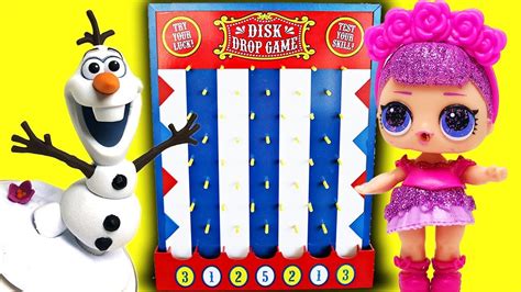 Lol Dolls And Frozen Disk Drop Game Play And Sing With Sugar Queen Elsa Anna And Dollface