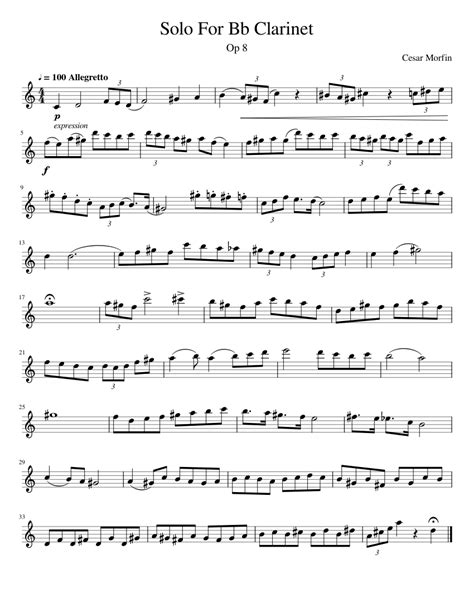 Solo For Bb Clarinet Sheet Music For Clarinet In B Flat Solo