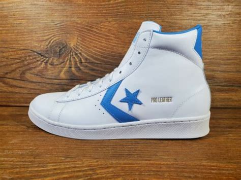 Pre Owned Converse Pro Leather Hi Top Shoes White Coast Blue 166813c