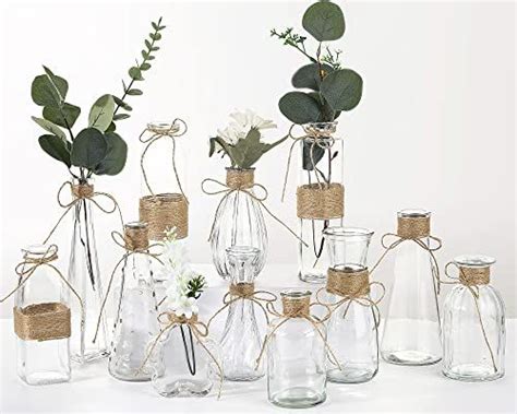 Cucumi Small Glass Bud Vases For Centerpieces Set Of 12 Mini Vintage Clear Flower Vases Bulk