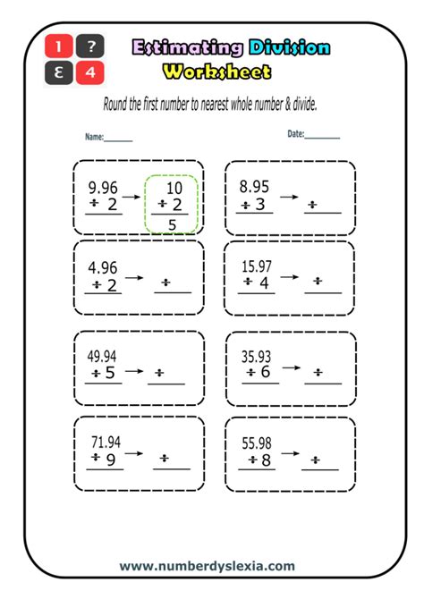 Estimating Division With Compatible Numbers Worksheet