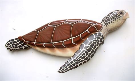 Sea Turtle Art Sculpture 29 Wood Carving Nautical Etsy