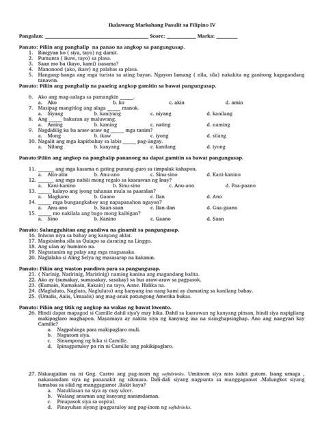 Panghalip Pananong Worksheet Printable Worksheets And