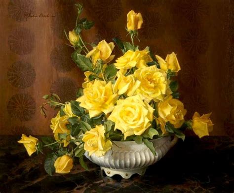 Florence Julia Bach 1887 1978 — A Still Life With Yellow Roses