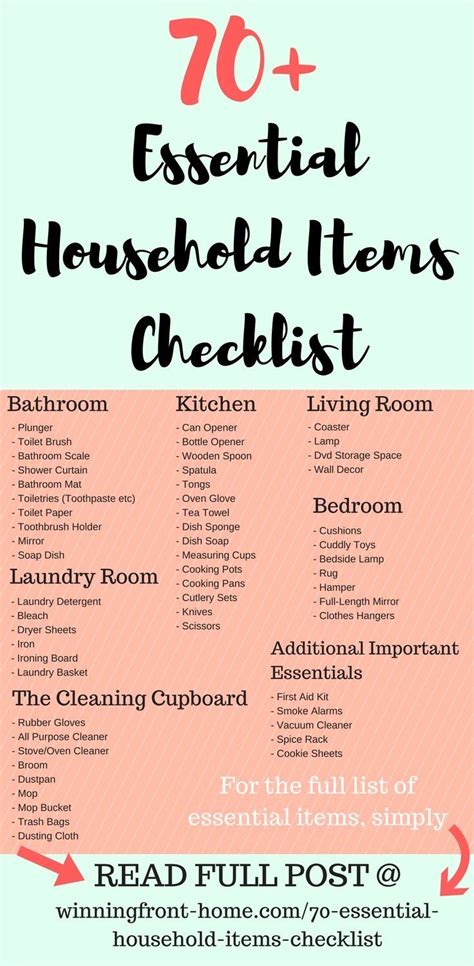 Pin By Roz De Nobili On Household Items Household Items Checklist