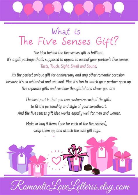 5 Senses T Tags Printable Labels 1st Anniversary T For Etsy In