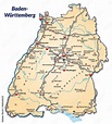 Landkarte von Baden-Württemberg mit Verkehrsnetz Stock-Vektorgrafik ...