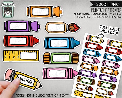 Printable School Label Sticker Files Png File Back To School Etsy