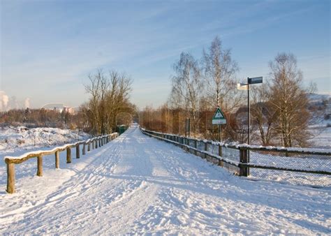 Snow Covered Path In Berlin Stock Image Colourbox