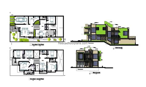 Modern Two Storey House Autocad Plan 1305201 Free Cad Floor Plans