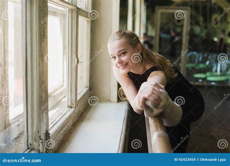 Ballerina Warming Up In Ballet Class Stock Photo Image Of Black