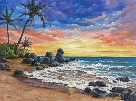 Colorful Maui Sunset Painting By Darice Machel Mcguire Fine Art America