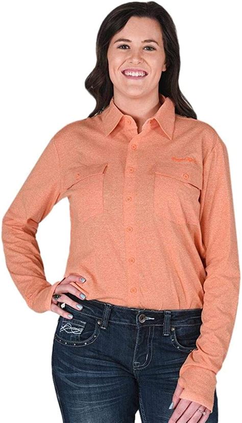 Cowgirl Tuff Western Shirt Womens Ls Solid Button Coral 100318 At Amazon Womens Clothing Store