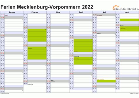 Calendar 2020 printable one page (con. Ferien Meck.-Pomm. 2022 - Ferienkalender zum Ausdrucken