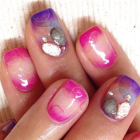 Close Up Of Syrup Nail♡ Combination Of Gel Gradient And Water Color Art