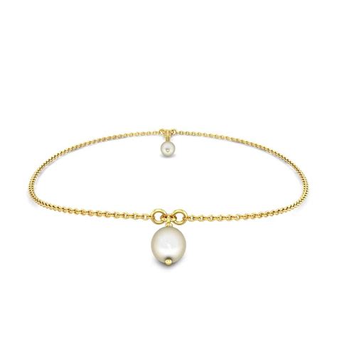 Pial Gold Anklet With Pearl Online Jewellery Shopping India Yellow