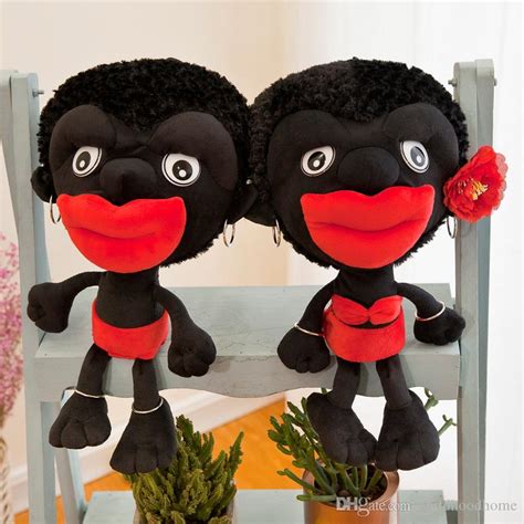 The New Funny Cute Couple Model African Little Black Doll Plush Toy