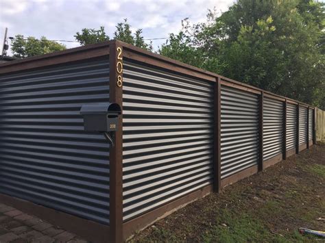 Corrugated Iron And Hardwood Fence Fence Design Privacy Fence Designs Metal Fence Panels