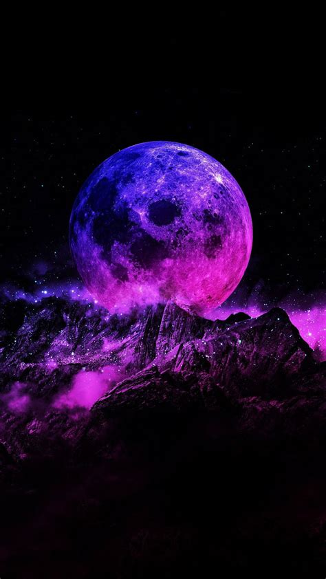Download Moon Phone Purple Art Wallpaper