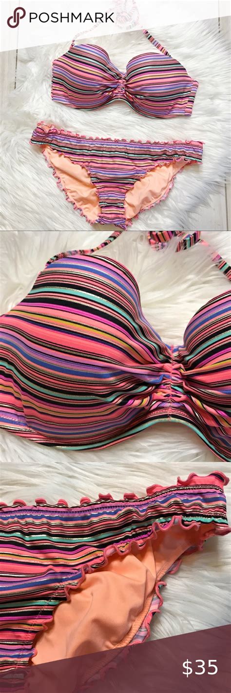 Victoria S Secret Neon Striped Bikini Striped Bikini Neon Stripes My