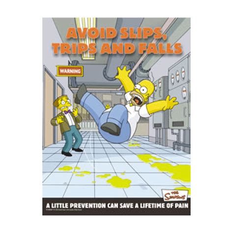 Simpsons Avoid Slips Trips Falls Poster Ebay Health And Safety