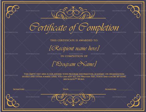 Completion Certificate Royal Gold 2293 Doc Formats Awards