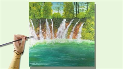 Waterfall Painting For Beginners Acrylic How To Paint Waterfall With