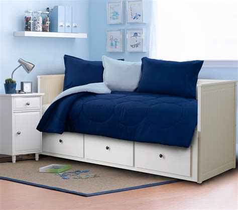 See low price in cart. Mainstays Kids Solid Reversible Microfiber Daybed Comforter Set, Navy Blue/Light Blue - Walmart ...