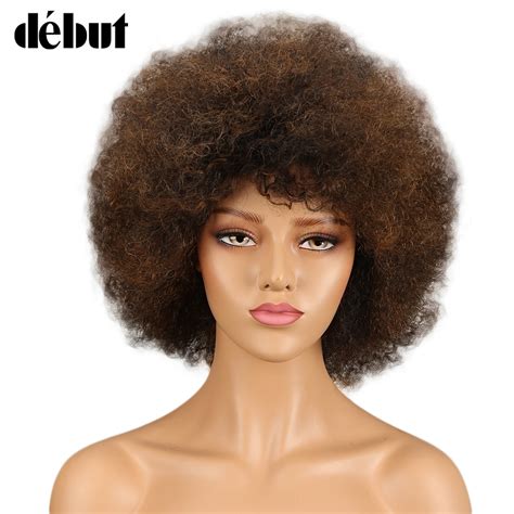 Debut Short Human Hair Wigs Afro Kinky Curly Wig Sassy Curl Hair Wig Color P1b30 Short Wigs For