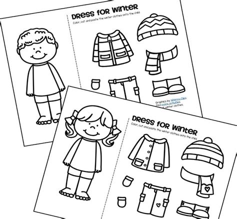 Here you can print black and white pictures for free. Winter Clothes Dress Boy and Girl Free | Clothes worksheet ...