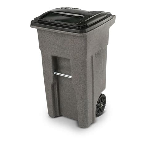 Toter 32 Gallon Greenstone Plastic Wheeled Trash Can With Lid At