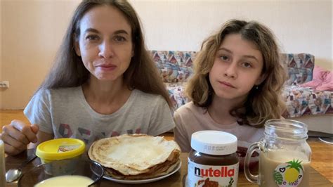 МУКБАНГ в русских традициях БЛИНЫ🥞 Mukbang Russian Traditions Pancakes Nutella Youtube