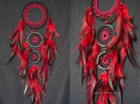 Dream Catchers Red Dream Catcher Large Dreamcatcher Boho Wall Etsy