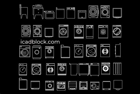 Washing Machine Cad Block Collection In DWG ICADBLOCK
