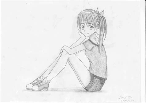 Manga Girl Sitting Pose By Anime Lover12345 On Deviantart