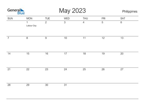 May 2023 Calendar With Philippines Holidays