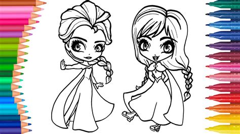 How to draw elsa and anna from frozen for kids! Elza I Anna Kolorowanka : Coloring And Drawing Elsa And ...