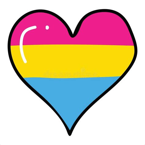 Cute Pansexual Heart Cartoon Illustration Motif Set Hand Drawn Isolated Pride Flag Elements