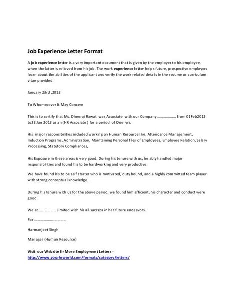 Application for job leaving certificate from company. Job Experience Letter Format A job experience letter is a ...