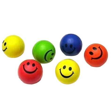 12x Happy Smile Smiley Face Bouncy Squeeze Foam Sponge Ball Stress