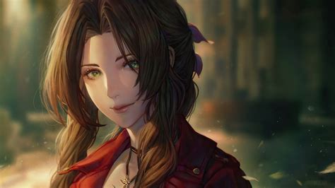 Final Fantasy Vii Hd Aerith Gainsborough Long Hair Red Dress Final Fantasy Hd Wallpaper